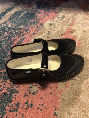 Like New Vans Black Mary Jane Strap Canvas Flats